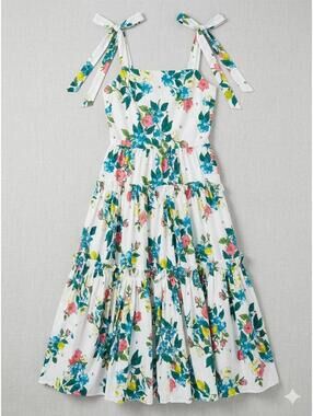 MAE NY Floral Tiered Sundress Tie Shoulder Straps NYFW